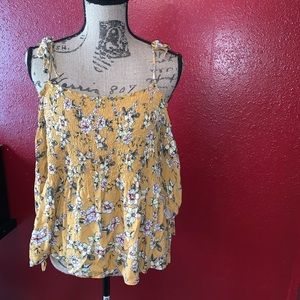 Aeropostale Yellow and White Floral Blouse